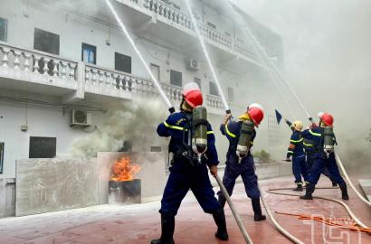 Diễn tập phương án chữa cháy và cứu nạn, cứu hộ tại hộ kinh doanh nhà trọ