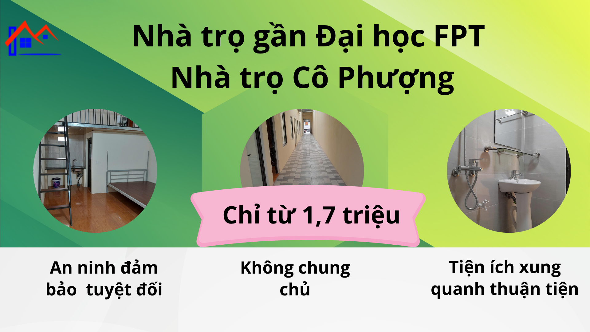 Nhà Trọ Gần Đại Học FPT | Cho thuê nhà gần Đại học FPT | Cách Dưới 2km | Nhà Trọ Cô Phượng | Thạch Hoà